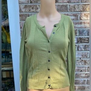 Green Y2K Knit Button Up Simply Vera Wang Cardigan Sweater Jacket